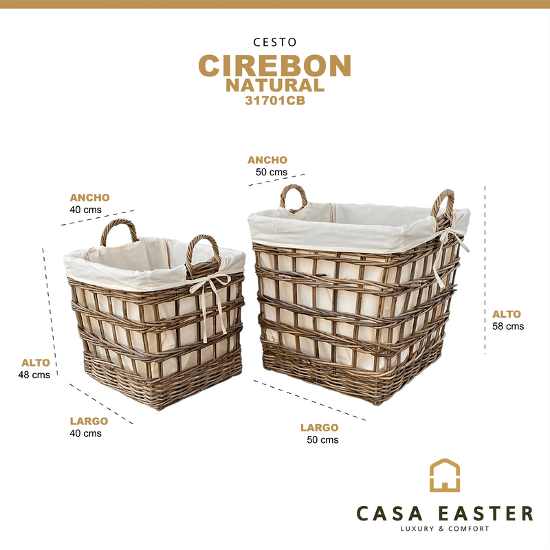Cargue la imagen en el visor de la galería, Cestos Basket Cuadrados Juego de 2pz Color Natural CIREBON-31701CB