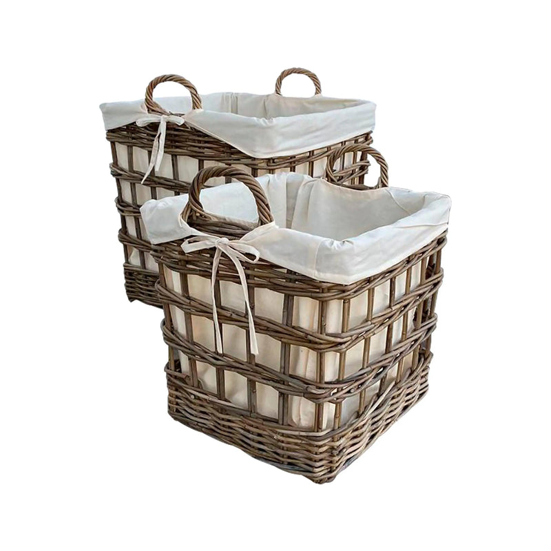 Cargue la imagen en el visor de la galería, Cestos Basket Cuadrados Juego de 2pz Color Natural CIREBON-31701CB