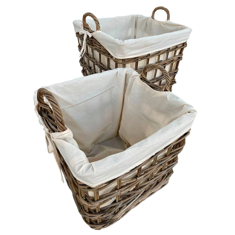 Cargue la imagen en el visor de la galería, Cestos Basket Cuadrados Juego de 2pz Color Natural CIREBON-31701CB