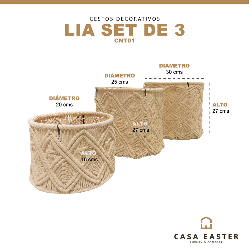 Cargue la imagen en el visor de la galería, Cestos Basket Juego de 3pz Color Natural LIA-CNT01 CasaEaster