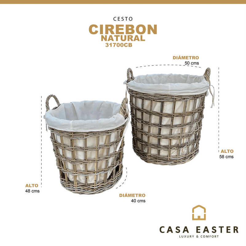 Cargue la imagen en el visor de la galería, Cestos Basket Redondos Juego de 2pz Color Natural CIREBON -31700CB