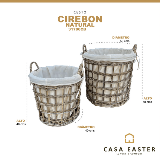 Cestos  Basket Redondos Juego de 2pz Color Natural CIBERON -31700CB