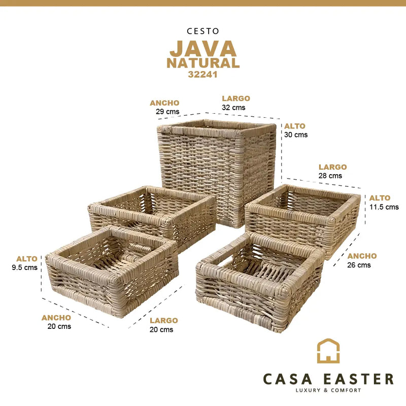 Cargue la imagen en el visor de la galería, Cestos Cuadrados Basket Juego de 5pz Color Natural JAVA -32241