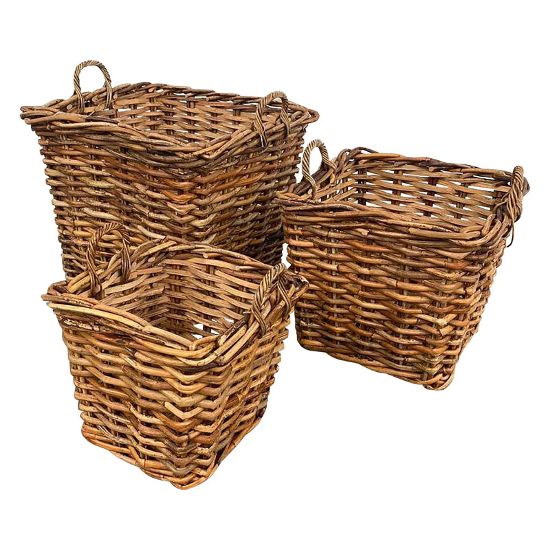 Cargue la imagen en el visor de la galería, Cestos Cuadrados Juego de 3pz Color Natural VENICE-33181