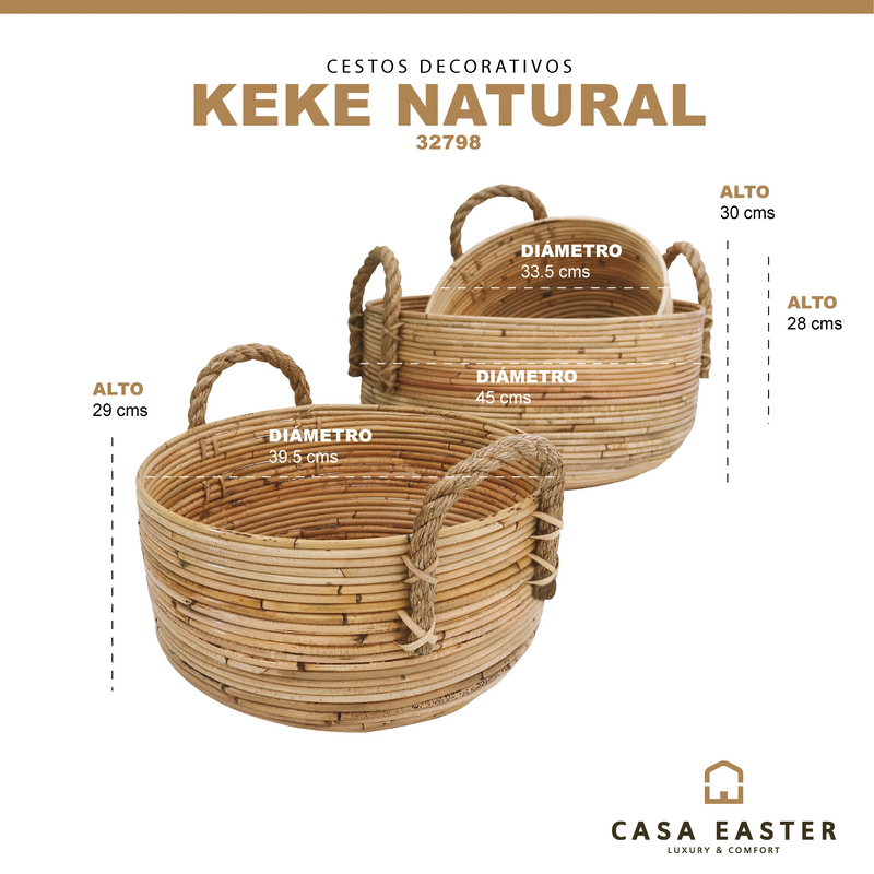 Cargue la imagen en el visor de la galería, Cestos Juego de 3pz Color Natural KEKE BASQUET -32798 CasaEaster