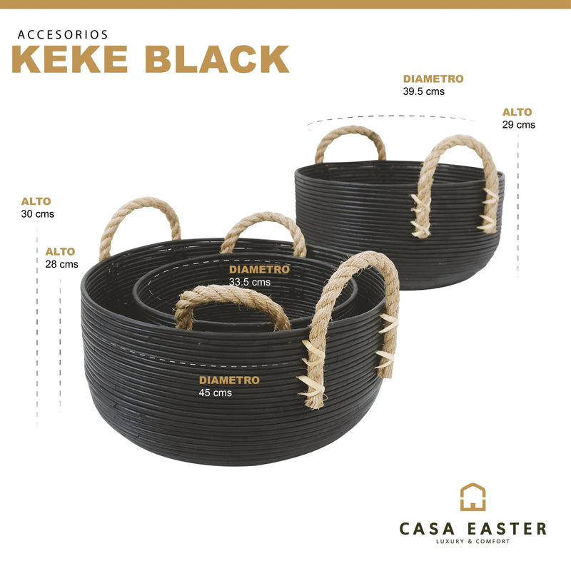 Cargue la imagen en el visor de la galería, Cestos Juego de 3pz Color Negro KEKE BASQUET -32799 CasaEaster
