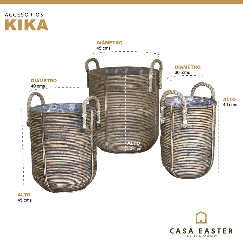 Cargue la imagen en el visor de la galería, Cestos Macetero Juego de 3pz Color Café KIKA -31979