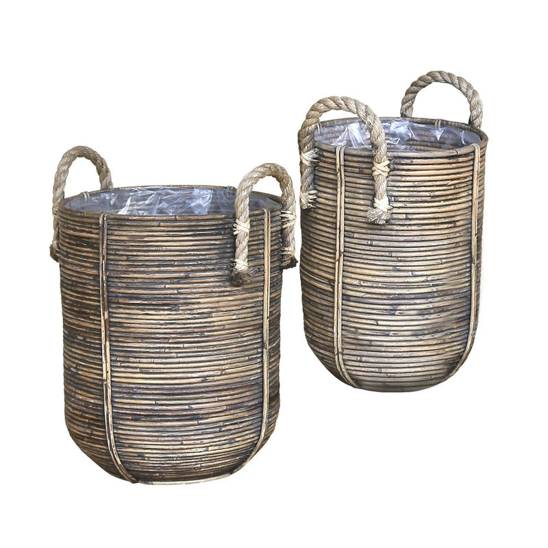 Cargue la imagen en el visor de la galería, Cestos Macetero Juego de 3pz Color Café KIKA -31979