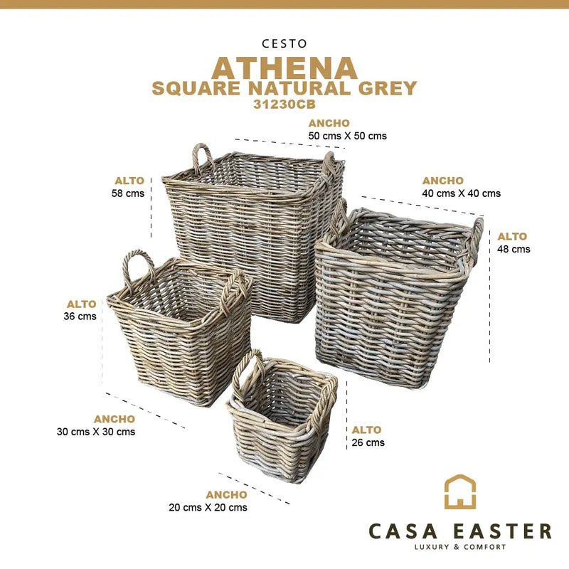 Cargue la imagen en el visor de la galería, Cestos Maceteros Cuadrados Juego de 4pz Color Natural ATHENA-31230CB
