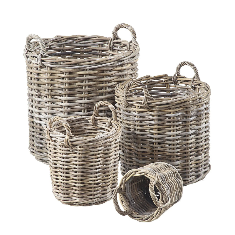 Cargue la imagen en el visor de la galería, Cestos Maceteros Juego de 4pz Color Gris ATHENA-31231