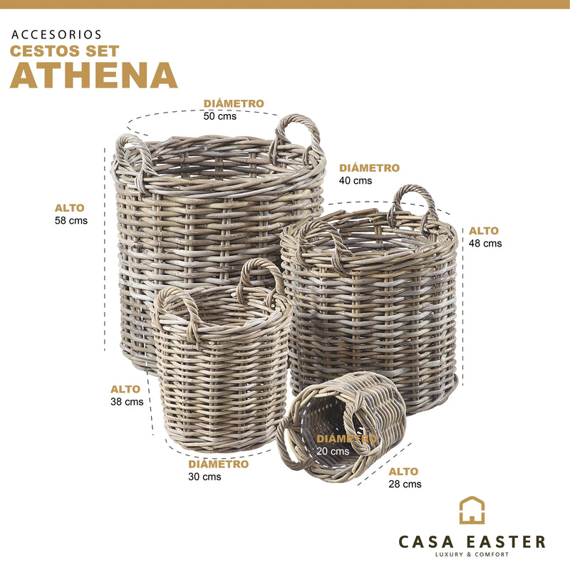 Cargue la imagen en el visor de la galería, Cestos Maceteros Juego de 4pz Color Gris ATHENA-31231