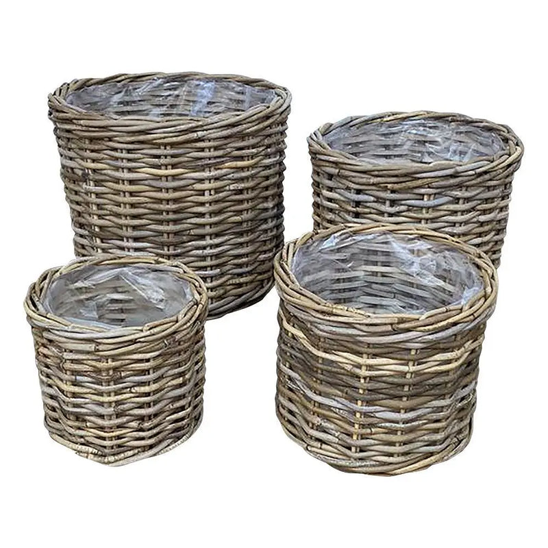 Cargue la imagen en el visor de la galería, Cestos Maceteros Redondo Baskets Juego de 4 Pz Color Natural Gris NORDIC -31724CBCB