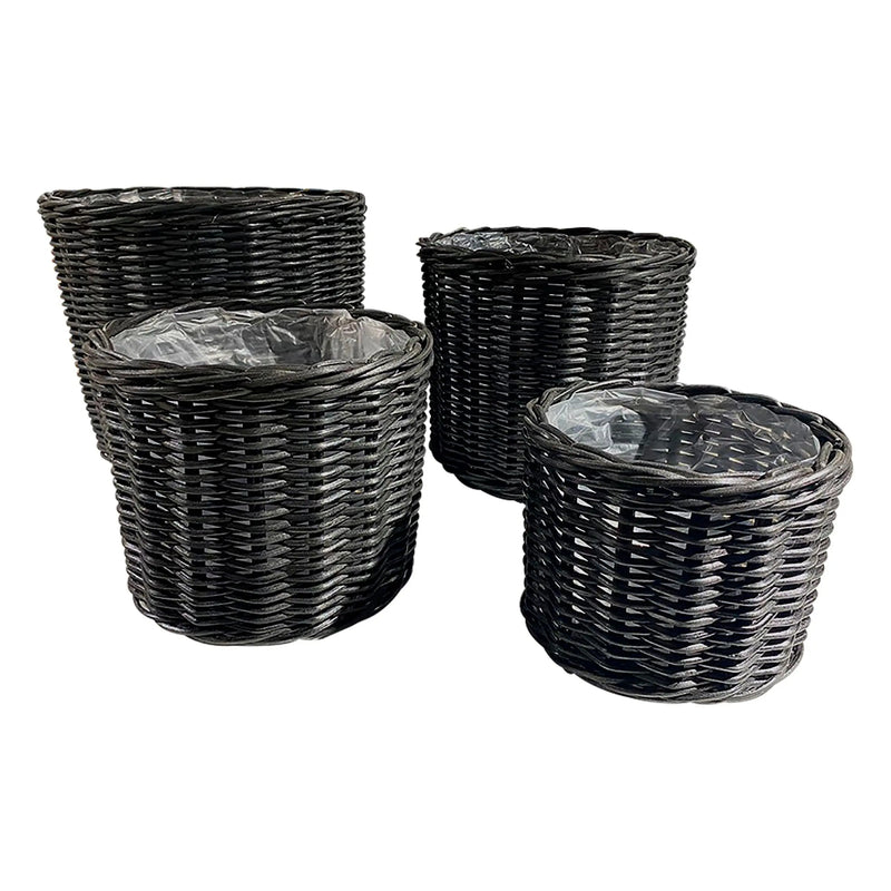 Cargue la imagen en el visor de la galería, Cestos Maceteros Redondo Baskets Juego de 4 Pz Color Negro NORDIC-31750CB