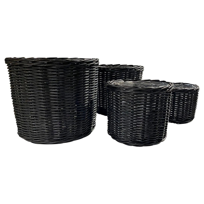 Cargue la imagen en el visor de la galería, Cestos Maceteros Redondo Baskets Juego de 4 Pz Color Negro NORDIC-31750CB