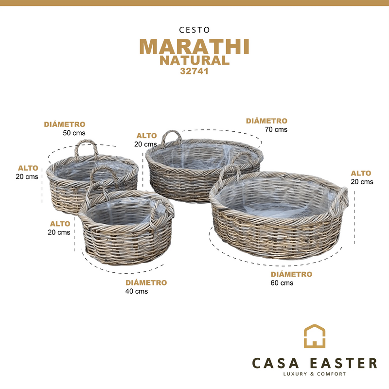 Cargue la imagen en el visor de la galería, Cestos Maceteros Redondo Baskets Juego de 4pz Color Natural Gris MARATHI -32741