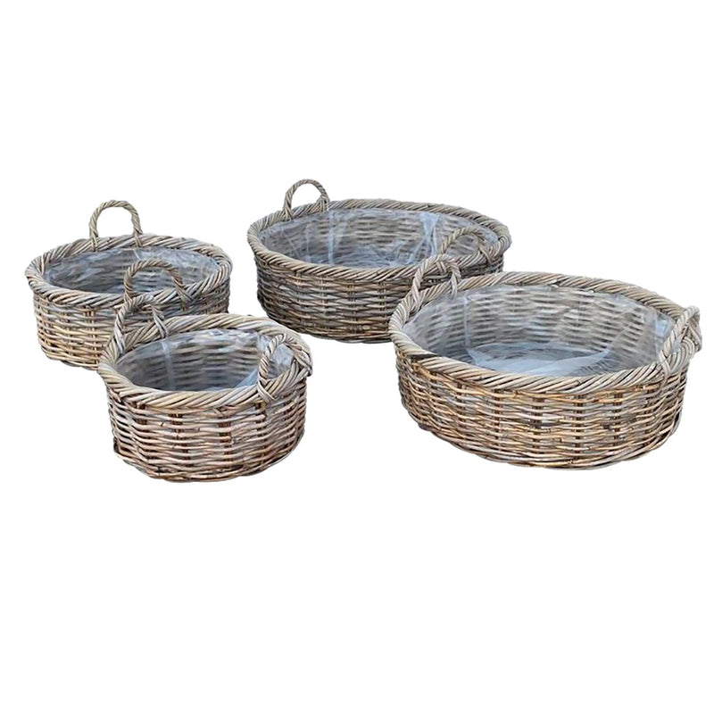 Cargue la imagen en el visor de la galería, Cestos Maceteros Redondo Baskets Juego de 4pz Color Natural Gris MARATHI -32741