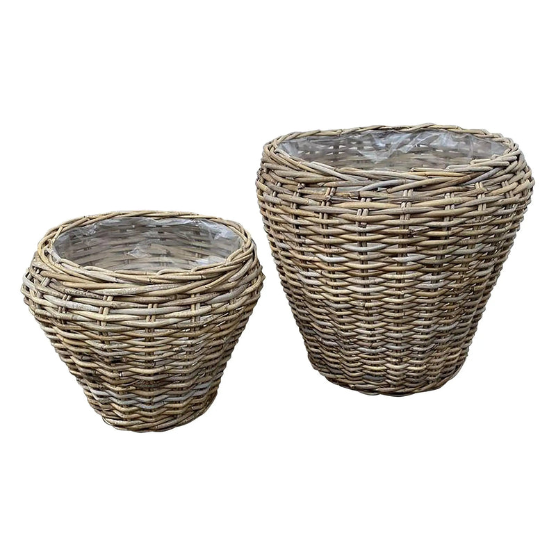 Cargue la imagen en el visor de la galería, Cestos Maceteros Redondo Juego de 2pz Color Natural Gris KAO LAK -33211