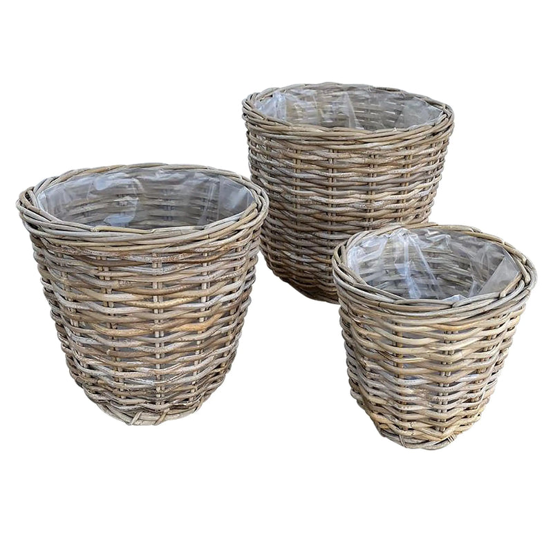 Cargue la imagen en el visor de la galería, Cestos Maceteros Redondo Juego de 3pz Color Natural GOOCI-32290