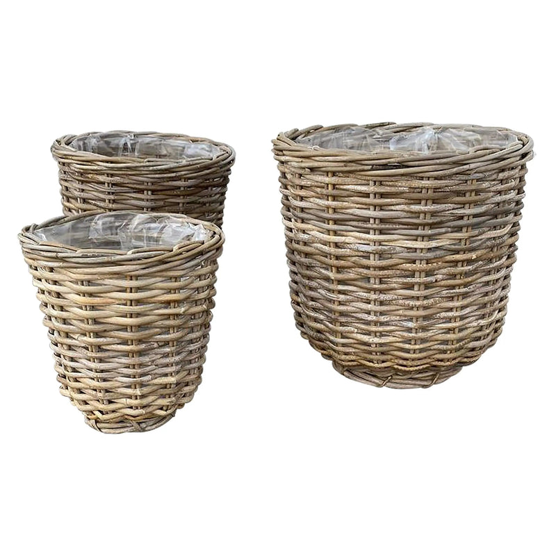 Cargue la imagen en el visor de la galería, Cestos Maceteros Redondo Juego de 3pz Color Natural GOOCI-32290