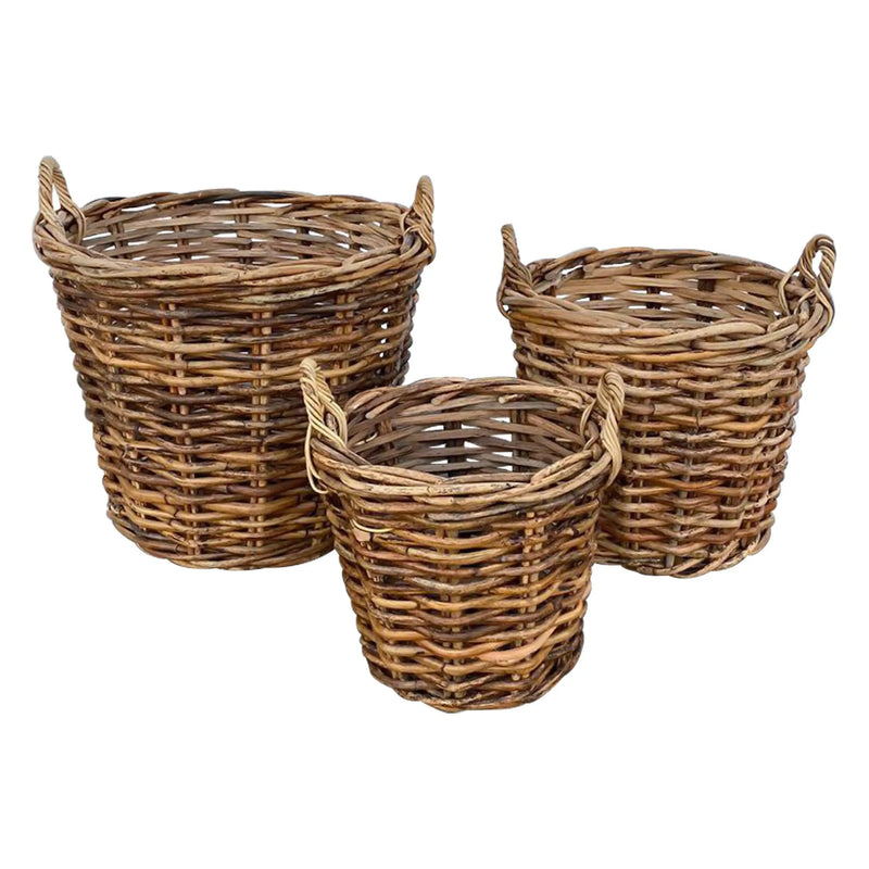 Cargue la imagen en el visor de la galería, Cestos Redondos Juego de 3pz Color Natural VENICE-33182