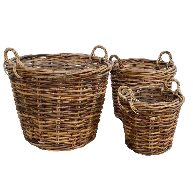 Cargue la imagen en el visor de la galería, Cestos Redondos Juego de 3pz Color Natural VENICE-33182