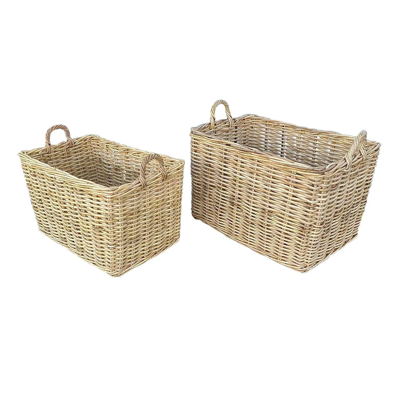 Cargue la imagen en el visor de la galería, Cestos de Lavanderia Cuadrado Basket Juego de 2pz Color Natural KYOTO-33186CB
