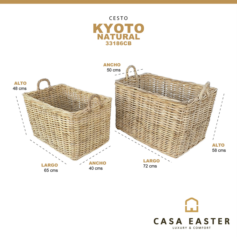 Cargue la imagen en el visor de la galería, Cestos de Lavanderia Cuadrado Basket Juego de 2pz Color Natural KYOTO-33186CB