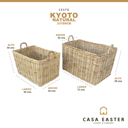 Cestos de Lavanderia Cuadrado Basket Juego de 2pz Color Natural KYOTO-33186CB