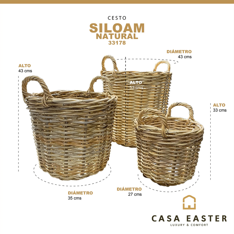 Cargue la imagen en el visor de la galería, Cestos de Lavanderia Redondo Basket Juego de 3pz SILOAM -33178 CasaEaster