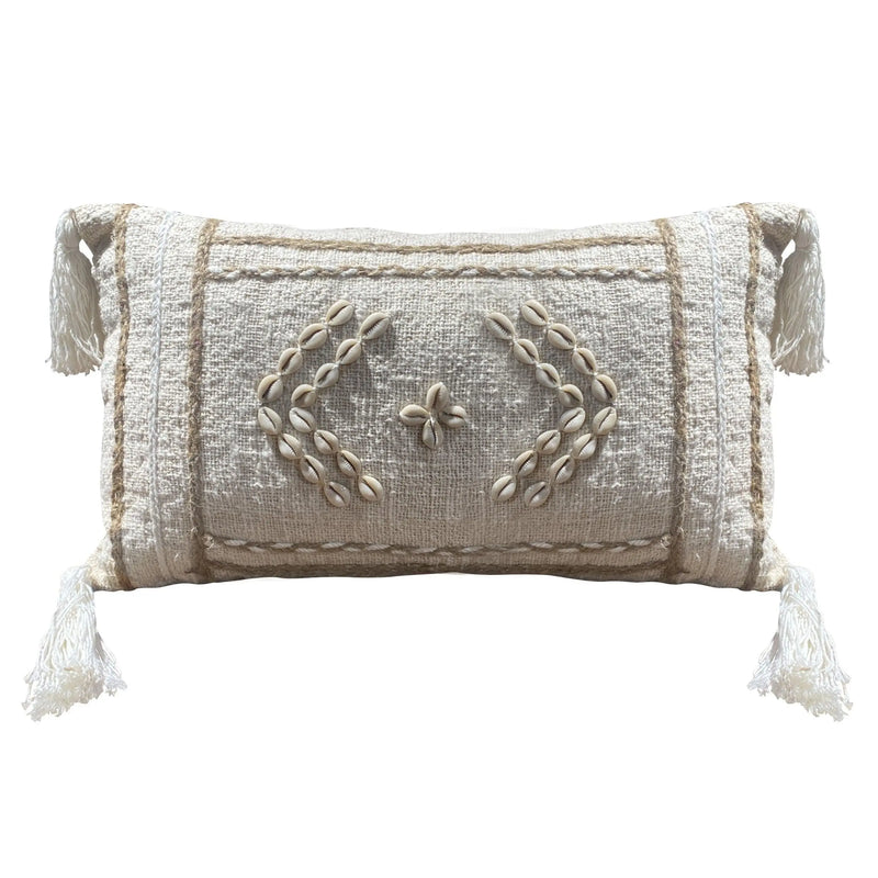 Cargue la imagen en el visor de la galería, Cojín Minimalista Rectangular con Flecos Natural LARI-CJ04