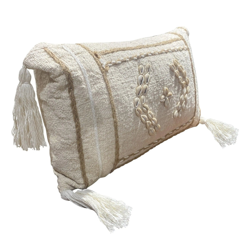 Cargue la imagen en el visor de la galería, Cojín Minimalista Rectangular con Flecos Natural LARI-CJ04