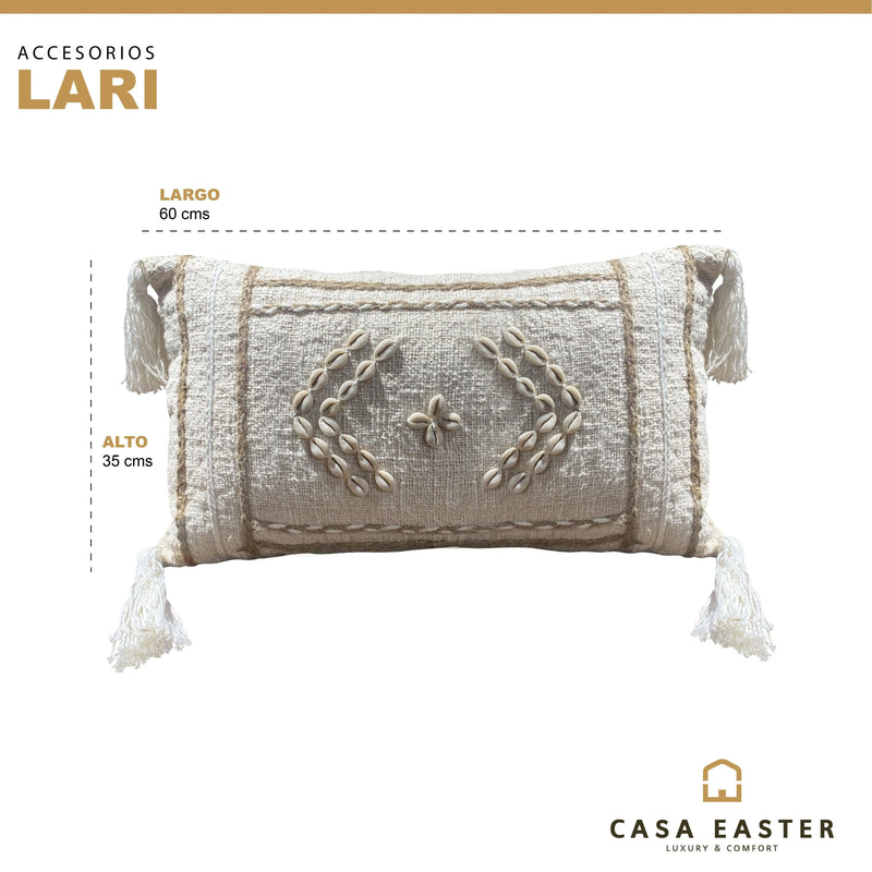 Cargue la imagen en el visor de la galería, Cojín Minimalista Rectangular con Flecos Natural LARI-CJ04