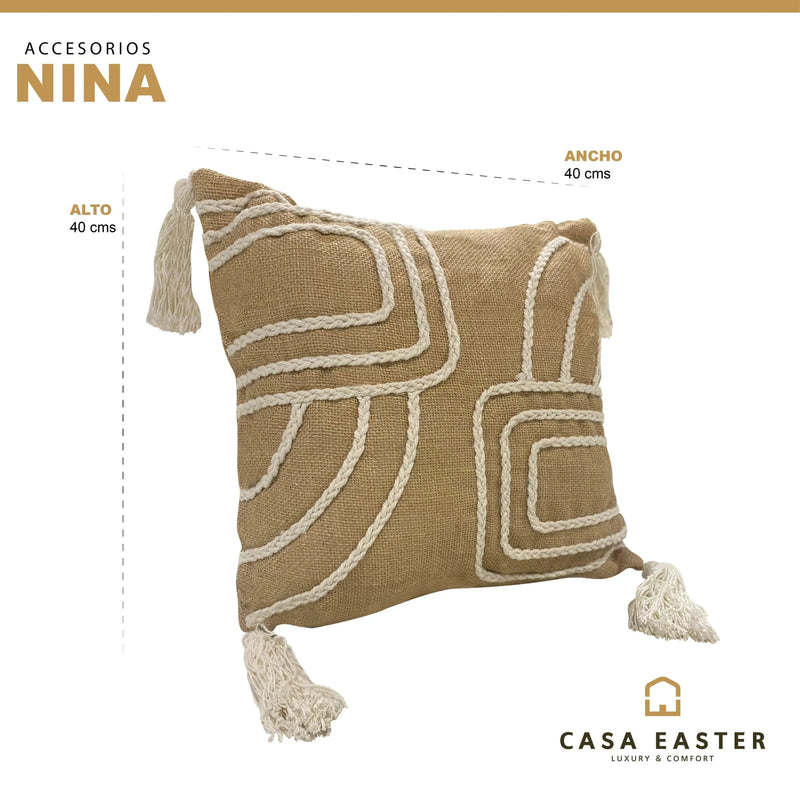Cargue la imagen en el visor de la galería, Cojín minimalista Mod Cuadros Natural NINA-CJ003 CasaEaster