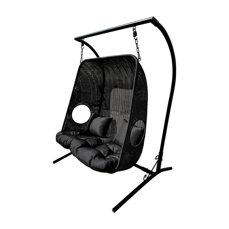 Cargue la imagen en el visor de la galería, Columpio Doble color Negro de Ratan - Y9048 CasaEaster