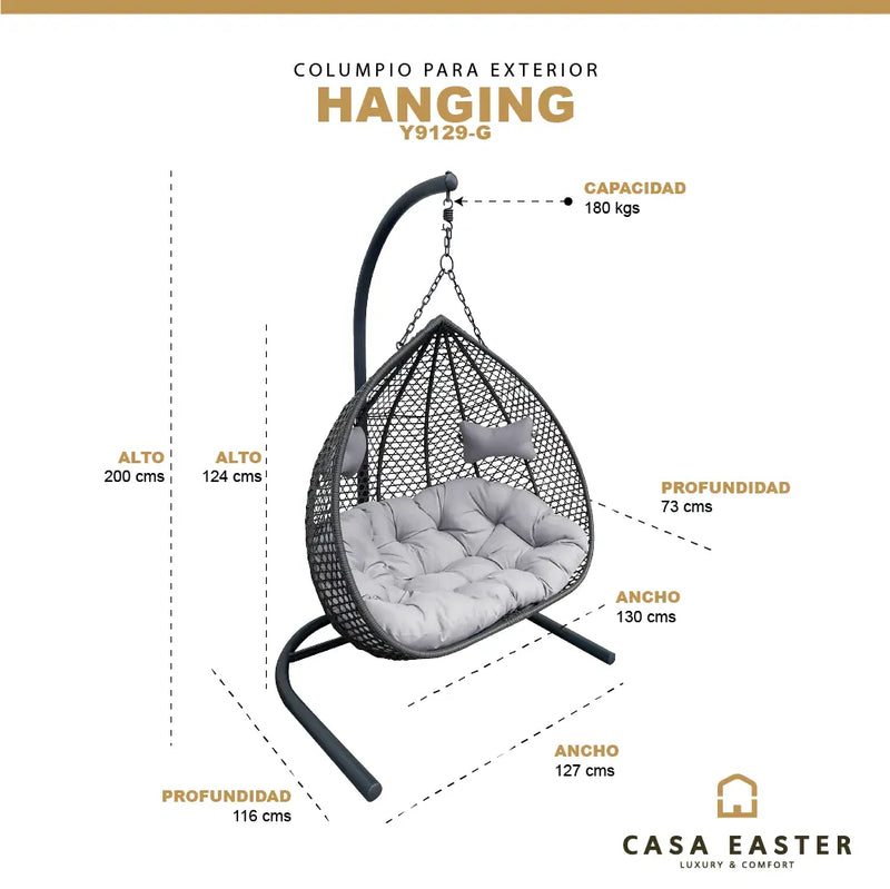 Cargue la imagen en el visor de la galería, Columpio de Acero para interior o exterior HANGING-Y9129-G CasaEaster