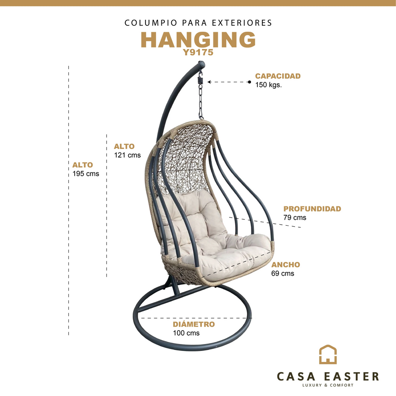 Cargue la imagen en el visor de la galería, Columpio de Acero para interior o exterior HANGING-Y9175 CasaEaster