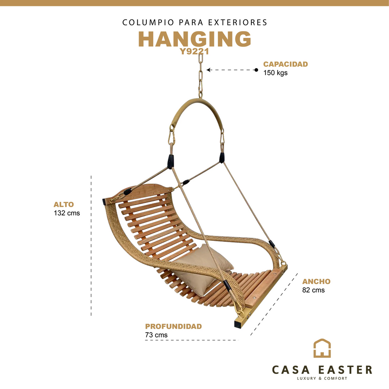 Cargue la imagen en el visor de la galería, Columpio de Madera para interior o exterior HANGING-Y9221 CasaEaster