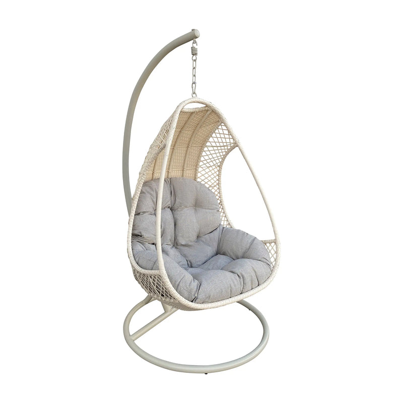 Cargue la imagen en el visor de la galería, Columpio de Rattan para interior o exterior Color Crema HANGING-Y9223 CasaEaster