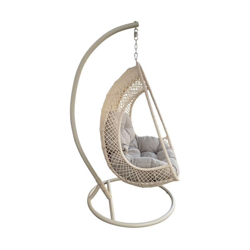 Cargue la imagen en el visor de la galería, Columpio de Rattan para interior o exterior Color Crema HANGING-Y9223 CasaEaster
