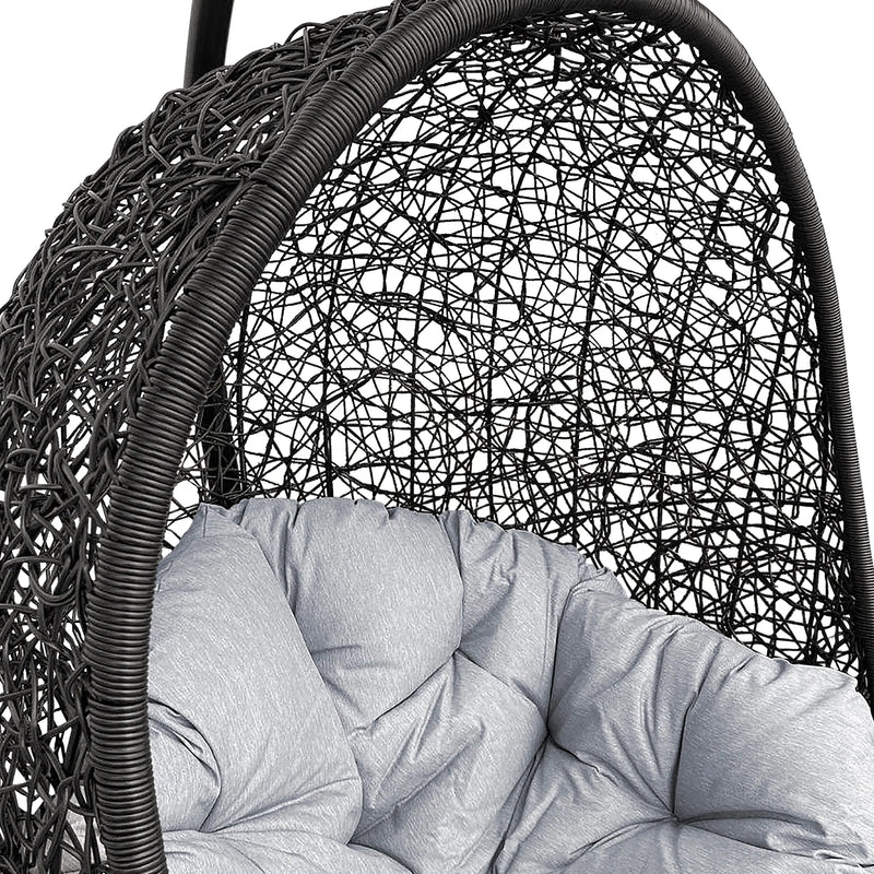 Cargue la imagen en el visor de la galería, Columpio de Rattan para interior o exterior Color Negro HANGING-Y9068 CasaEaster