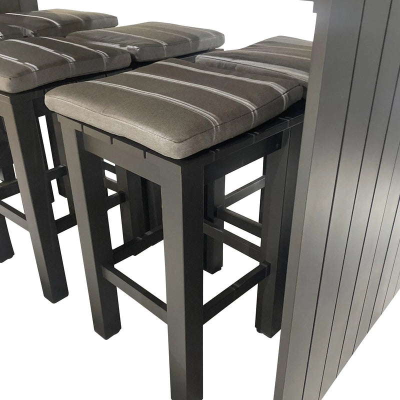 Cargue la imagen en el visor de la galería, Comedor Alto 2.01 M para Exterior o Jardin Waterfall Color Carbon + 6 Bancos Waterfall Color Carbon