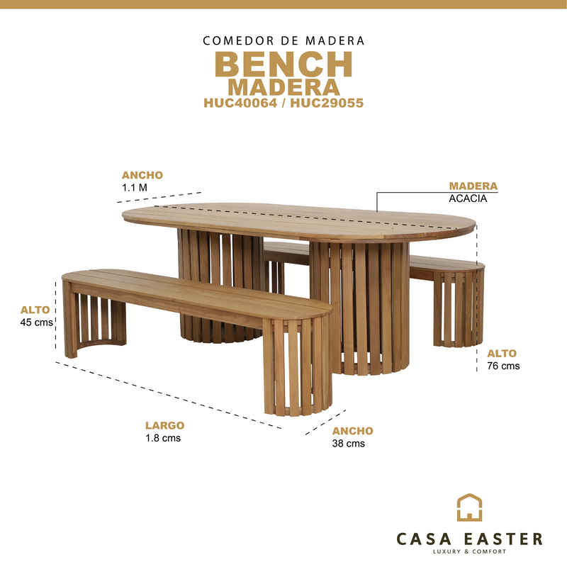 Cargue la imagen en el visor de la galería, Comedor de Madera Ovalado Bench CasaEaster
