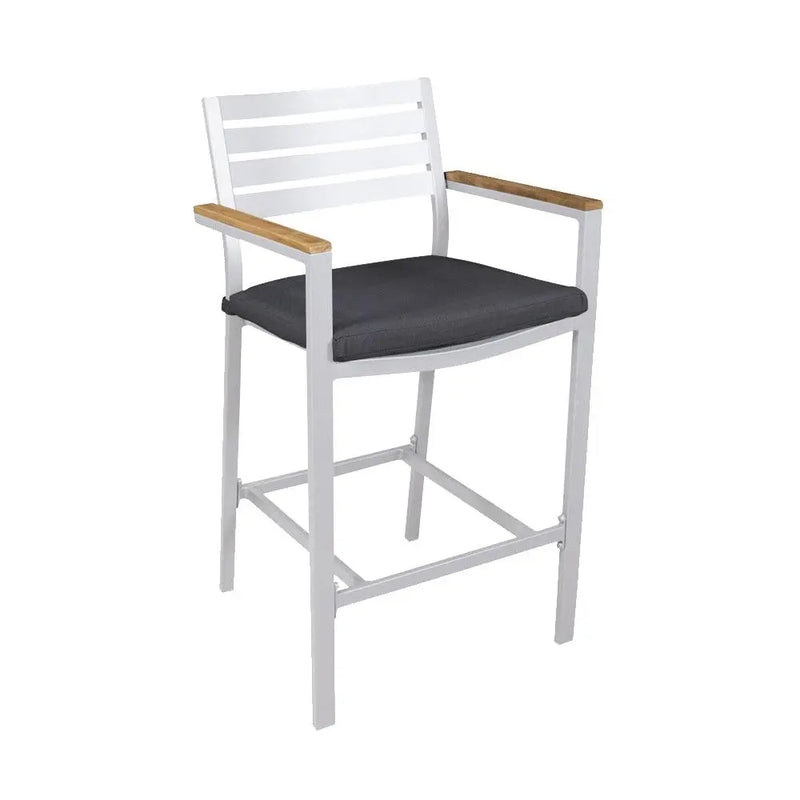 Cargue la imagen en el visor de la galería, Comedor de barra 1.5 M para Exterior o Jardin Clay blanco + 4 Silla Clay Alta blanca