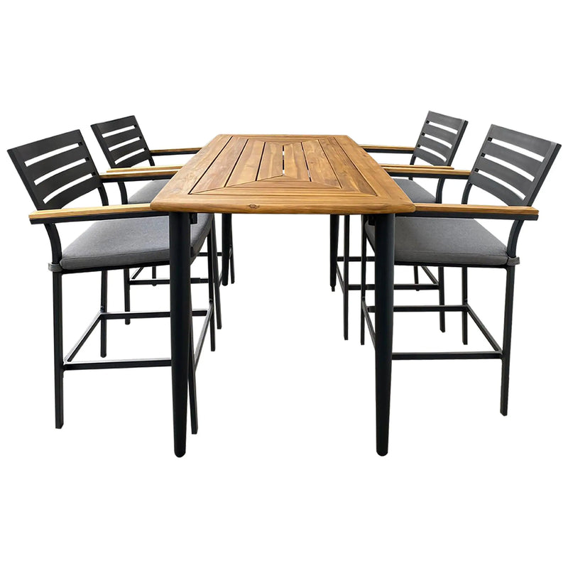 Cargue la imagen en el visor de la galería, Comedor de barra 1.49 M para Exterior o Jardin modelo Dario + 4 sillas alta Clay Carbon