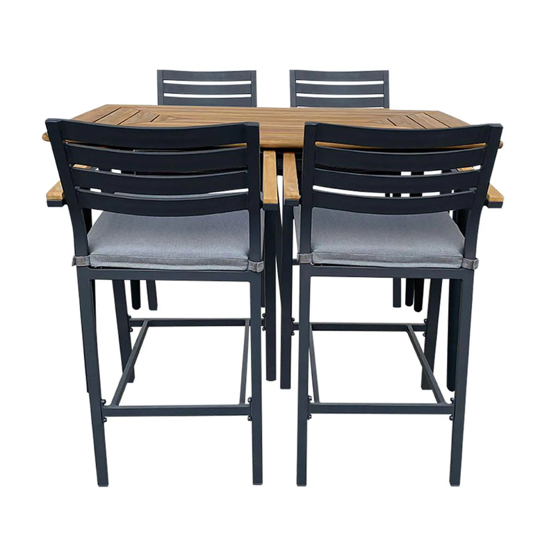 Cargue la imagen en el visor de la galería, Comedor de barra 1.49 M para Exterior o Jardin modelo Dario + 4 sillas alta Clay Carbon