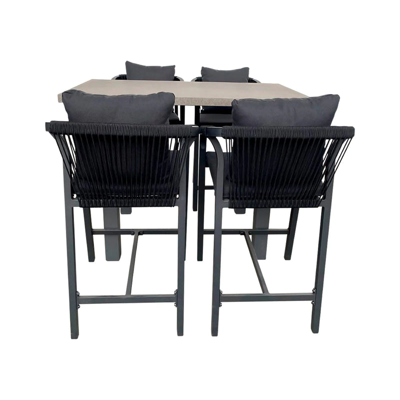 Cargue la imagen en el visor de la galería, Comedor de barra 1.3 M para Exterior o Jardin modelo Montville + 4 Silla Ancona Alta Negro