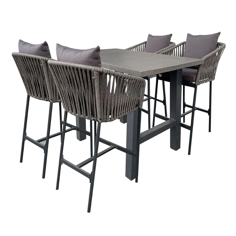 Cargue la imagen en el visor de la galería, Comedor de barra 1.3 M para Exterior o Jardin modelo Montville +4 Banco alto Kami