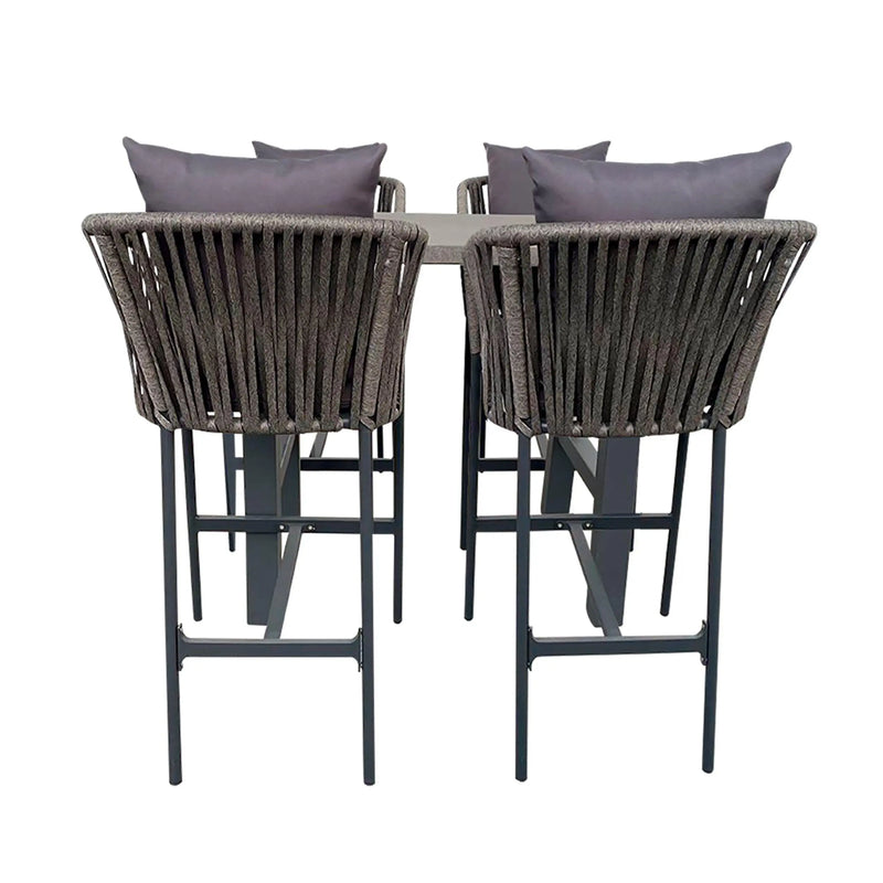 Cargue la imagen en el visor de la galería, Comedor de barra 1.3 M para Exterior o Jardin modelo Montville +4 Banco alto Kami