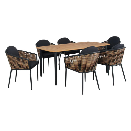 Comedor para exterior Glamour color carbon + 6 sillas glamour color carbon CasaEaster