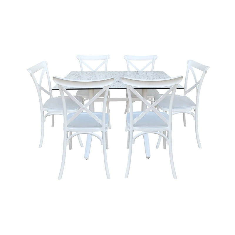 Cargue la imagen en el visor de la galería, Comedor para restaurante, con base plegable color blanco HERI-MAR120-EZ-HERI-MAR120-EZ CasaEaster